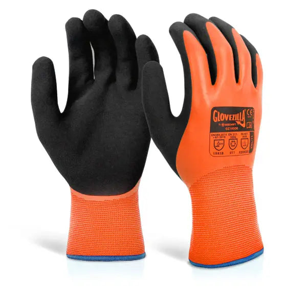 GLOVEZILLA GZ105 Waterproof Thermal Latex Safety Gloves - Pack of 10 Glovezilla 