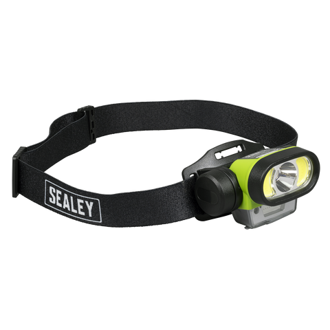 Sealey Rechargeable Head Torch with Auto-Sensor 5W & 3W COB LED