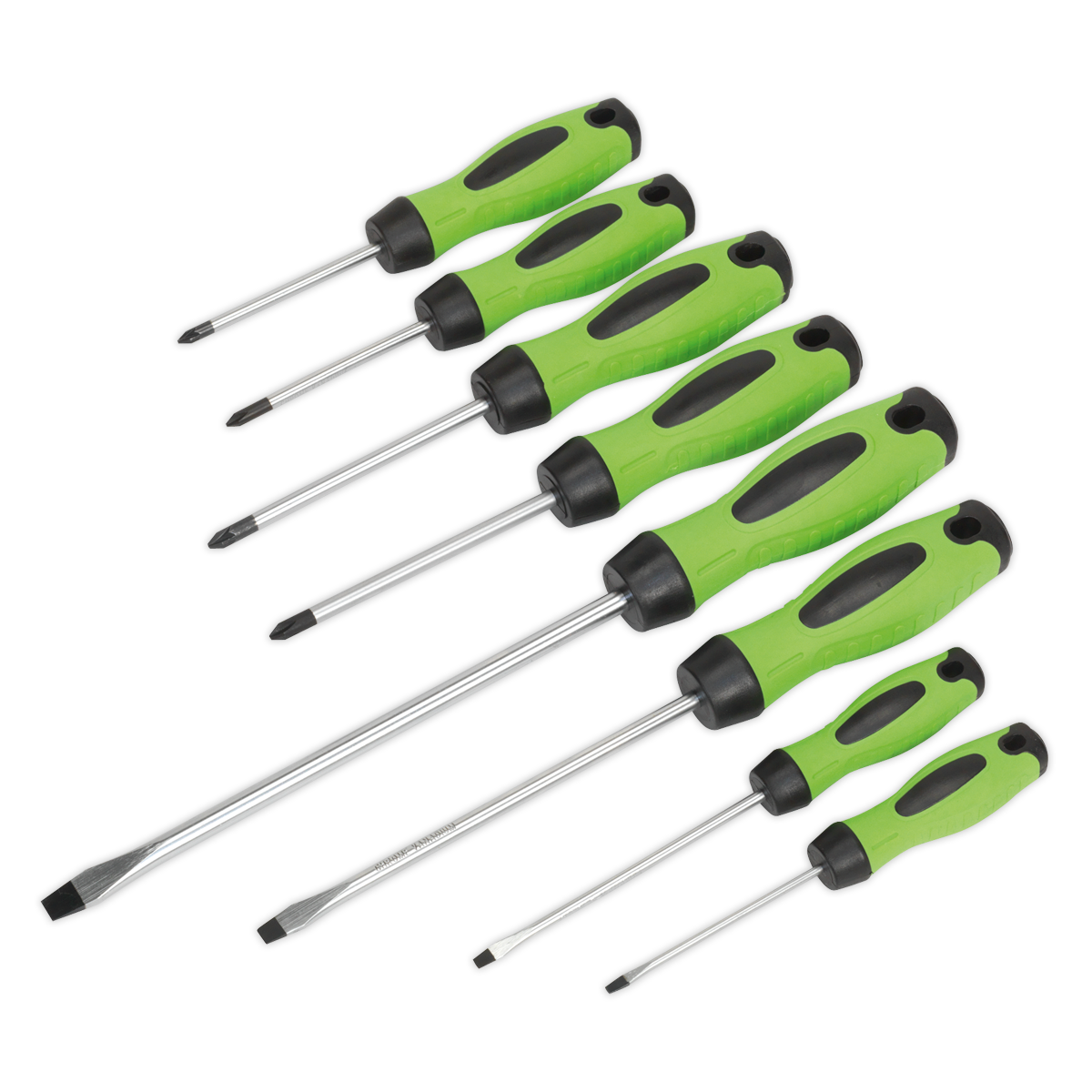 Sealey Premier Screwdriver Set 8pc - Hi-Vis Green