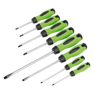 Sealey Premier Screwdriver Set 8pc - Hi-Vis Green