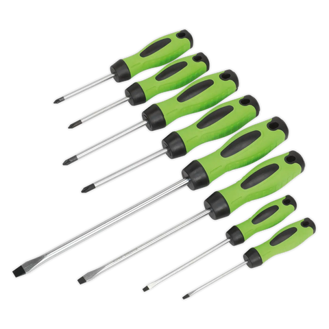 Sealey Premier Screwdriver Set 8pc - Hi-Vis Green