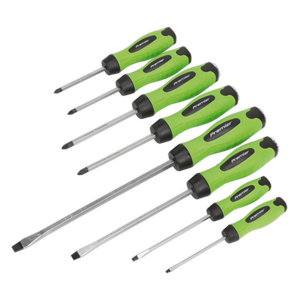 Sealey Premier Hammer-Thru Screwdriver Set 8pc - Hi-Vis Green