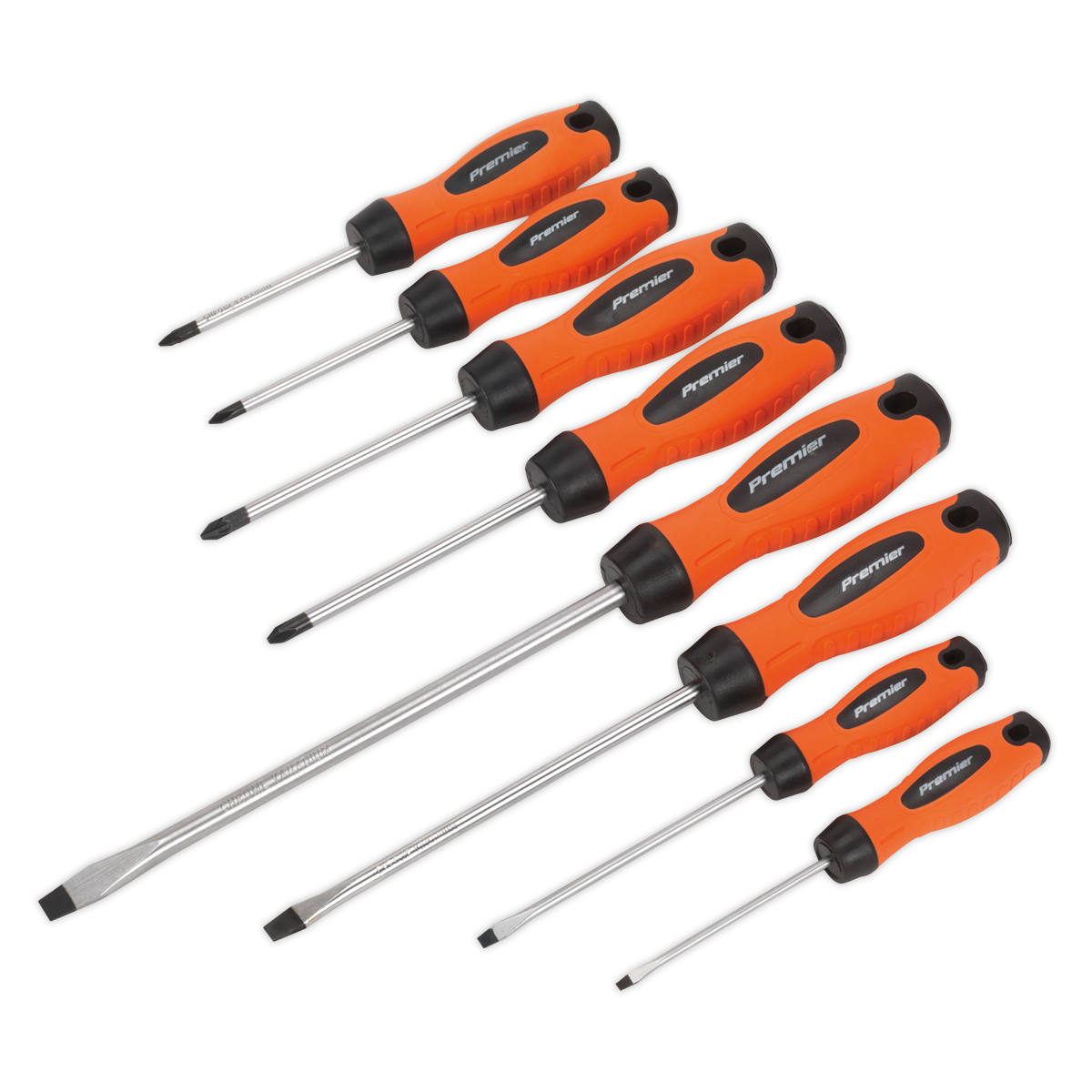 Sealey Premier Screwdriver Set 8pc - Hi-Vis Orange
