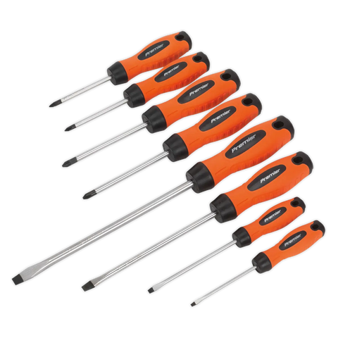 Sealey Premier Screwdriver Set 8pc - Hi-Vis Orange