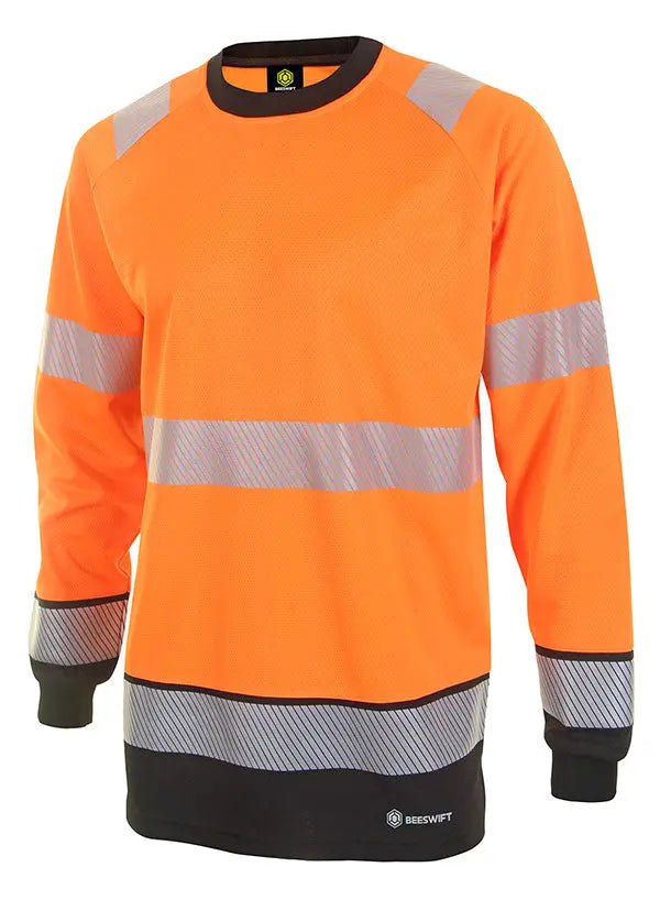 Deltic Hi Vis Long Sleeved Two Tone T Shirt Deltic 