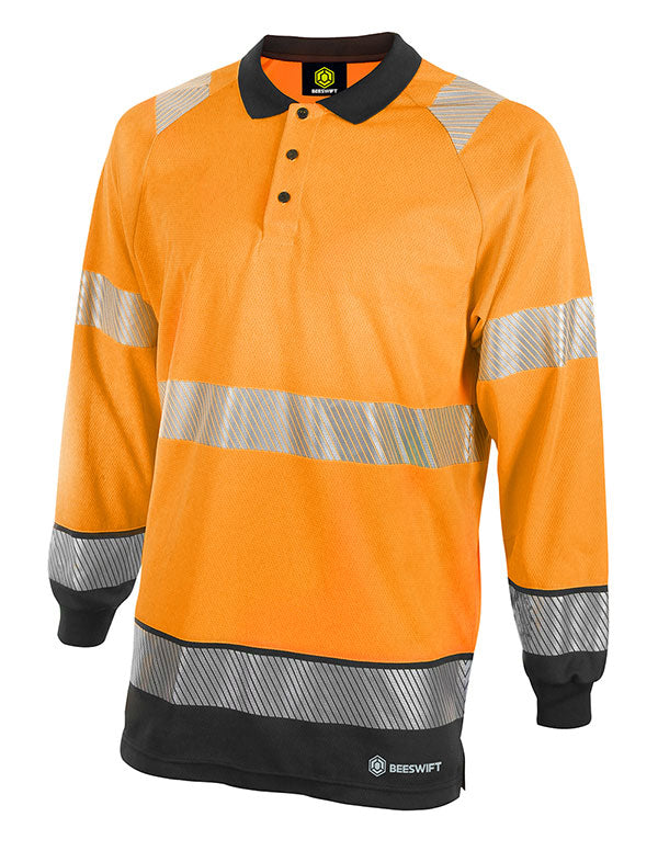 Deltic Hi Vis Two Tone Long Sleeved Polo Shirt Deltic 