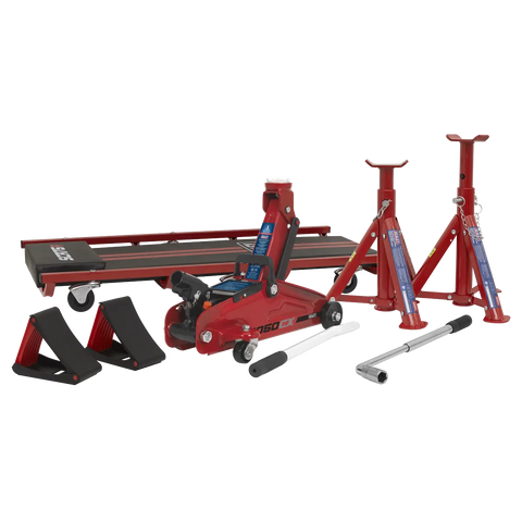 Sealey Lifting Kit (Inc Jack, Axle Stands, Creeper, Chocks & Wrench) 2 Tonne 5pc