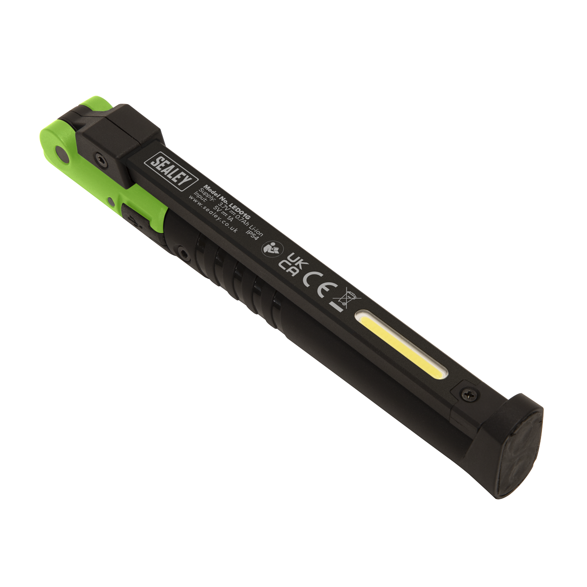 Sealey Rechargeable Slim Folding Pocket Light 2 COB & 1 SMD LED - Green Sealey 