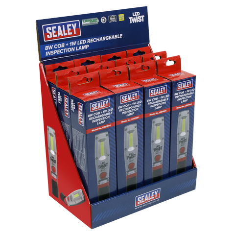 Sealey LED Twist Rechargeable Inspection Light 8W - Display Box of 12