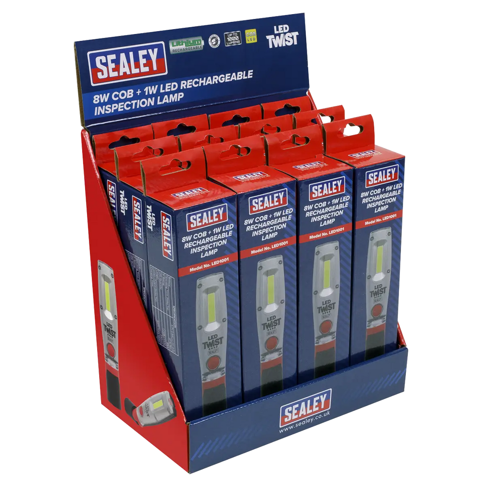 Sealey LED Twist Rechargeable Inspection Light 8W - Display Box of 12