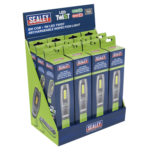 Sealey LED Twist Rechargeable Inspection Light, Green - Box of 12