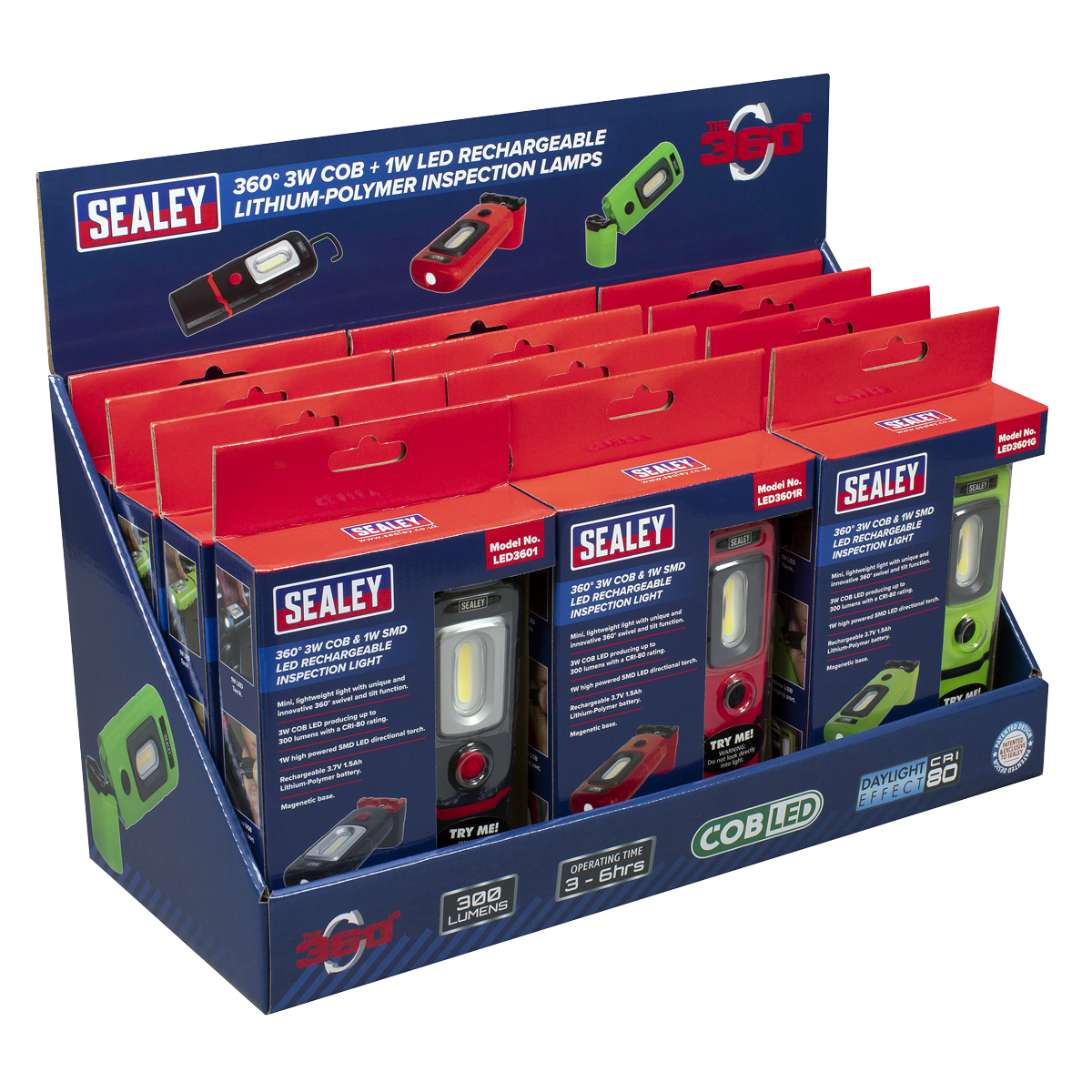 Sealey LED3601 Series Inspection Light Combination - Display Pack of 12 Sealey 