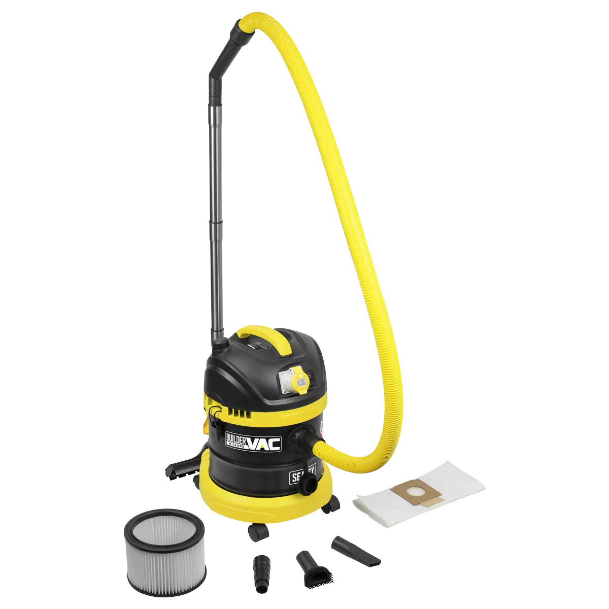 Sealey BuilderVac® Wet & Dry Vacuum Cleaner 15L Stainless Steel Drum M Class Filtration 110V Sealey 