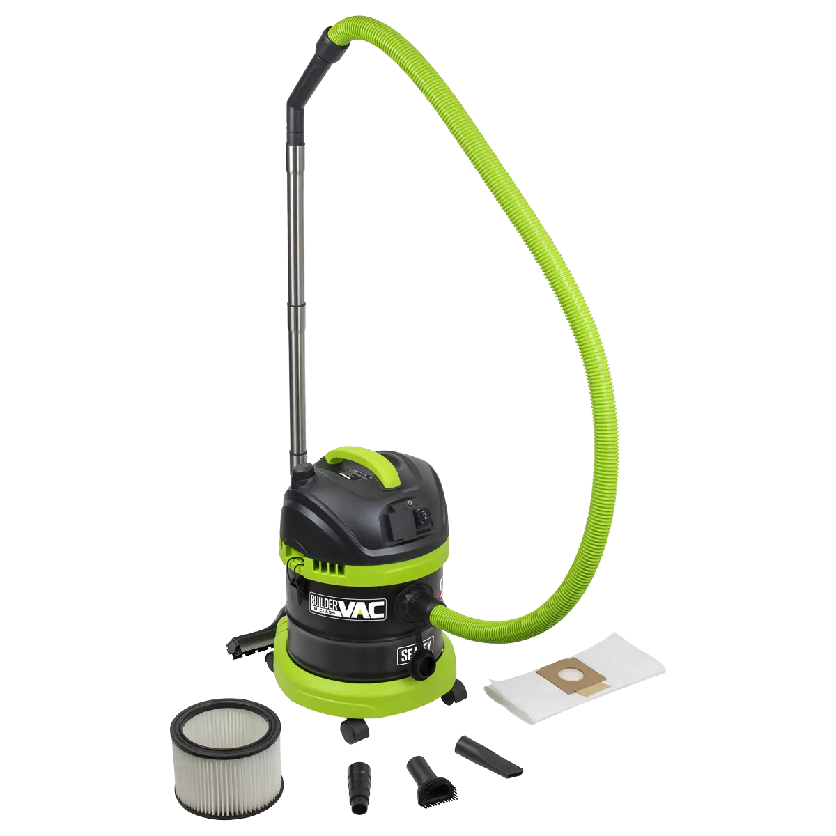 Sealey BuilderVac® Wet & Dry Vacuum Cleaner 15L Stainless Steel Drum M Class Filtration Sealey 