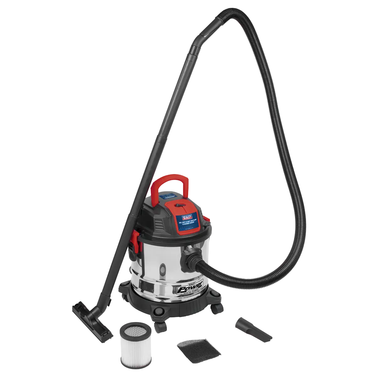 Sealey 20L Vacuum Cleaner Wet & Dry Stainless Steel Drum 1200W/230V Sealey 