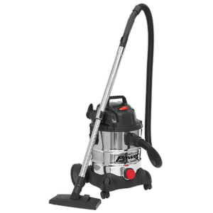 Sealey Vacuum Cleaner Wet & Dry Stainless Drum 20L 1250W