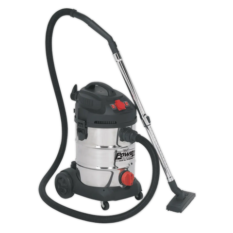 Sealey Industrial Vacuum Cleaner Stainless Steel Drum Auto Start 30L 1400W/230V