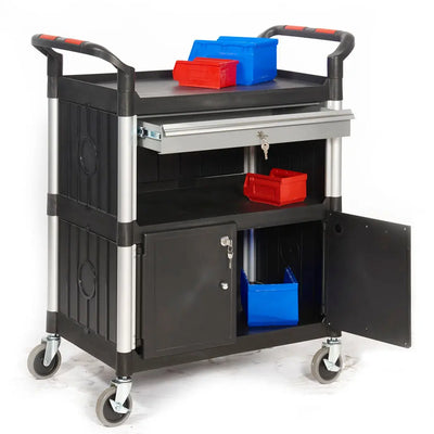 Proplaz Shelf Trolley - Lockable Steel Drawer & Cupboard Proplaz 