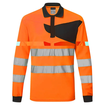Portwest PW220 PW2 Hi Vis Long Sleeved Polo Shirt Portwest 