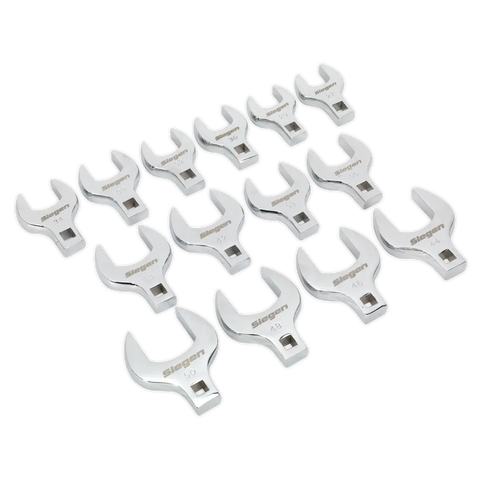 Sealey Siegen Crow's Foot Open End Spanner Set 1/2"Sq Drive 14pc