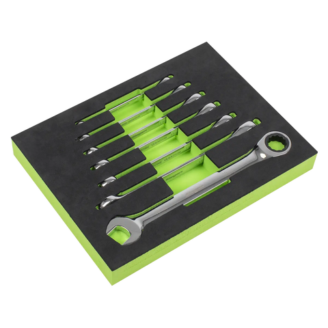 Sealey Siegen Combination Ratchet Spanner Set with Tool Tray 7pc