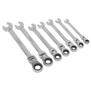 Sealey Siegen Flexi-Head Combination Ratchet Spanner Set 7pc