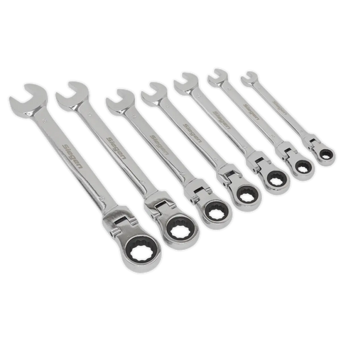 Sealey Siegen Flexi-Head Combination Ratchet Spanner Set 7pc