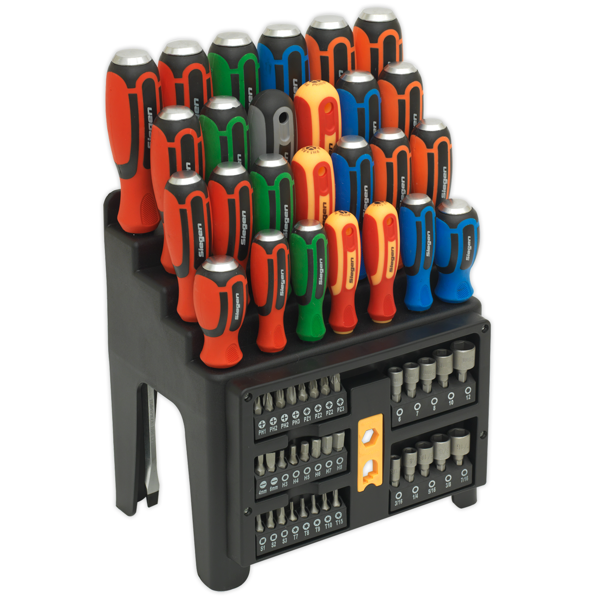 Sealey Siegen Hammer-Thru Screwdriver, Bit & Nut Driver Set 61pc