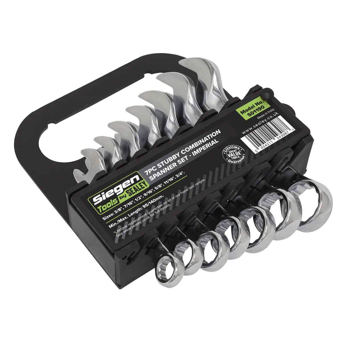 Sealey Siegen Imperial Stubby Combination Spanner Set 7pc Sealey 
