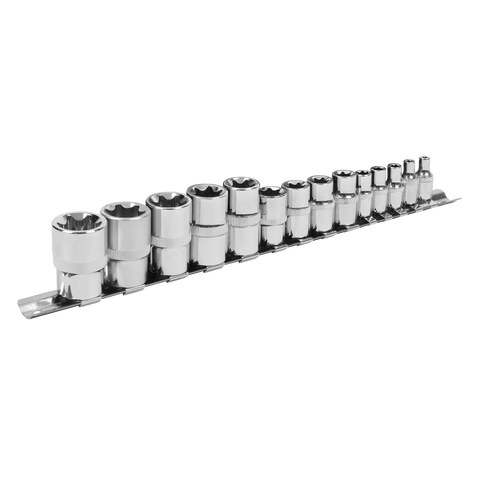 Sealey Siegen TRX-Star* Socket Set E4-E24 1/4", 3/8" & 1/2"Sq Drive 14pc