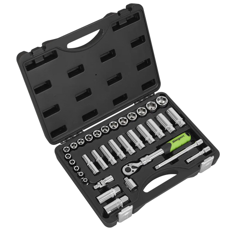 Sealey Siegen Extendable Ratchet Socket Set 3/8"Sq Drive 34pc
