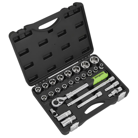Sealey Siegen Extendable Ratchet Socket Set 1/2"Sq Drive 26pc