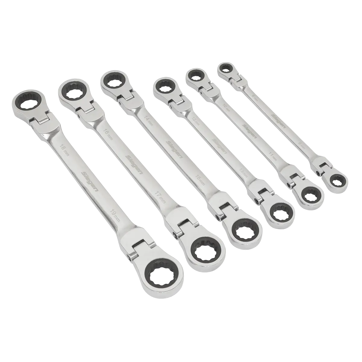 Sealey Siegen Flexi-Head Double End Ratchet Ring Spanner Set 6pc Sealey 
