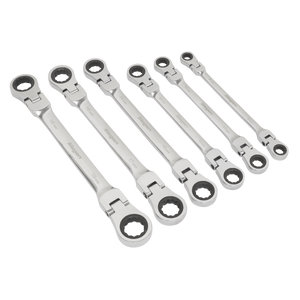 Sealey Siegen Flexi-Head Double End Ratchet Ring Spanner Set 6pc