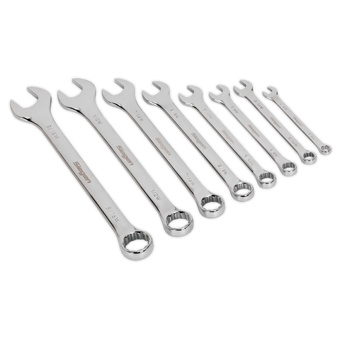 Sealey Siegen Whitworth Combination Spanner Set 8pc