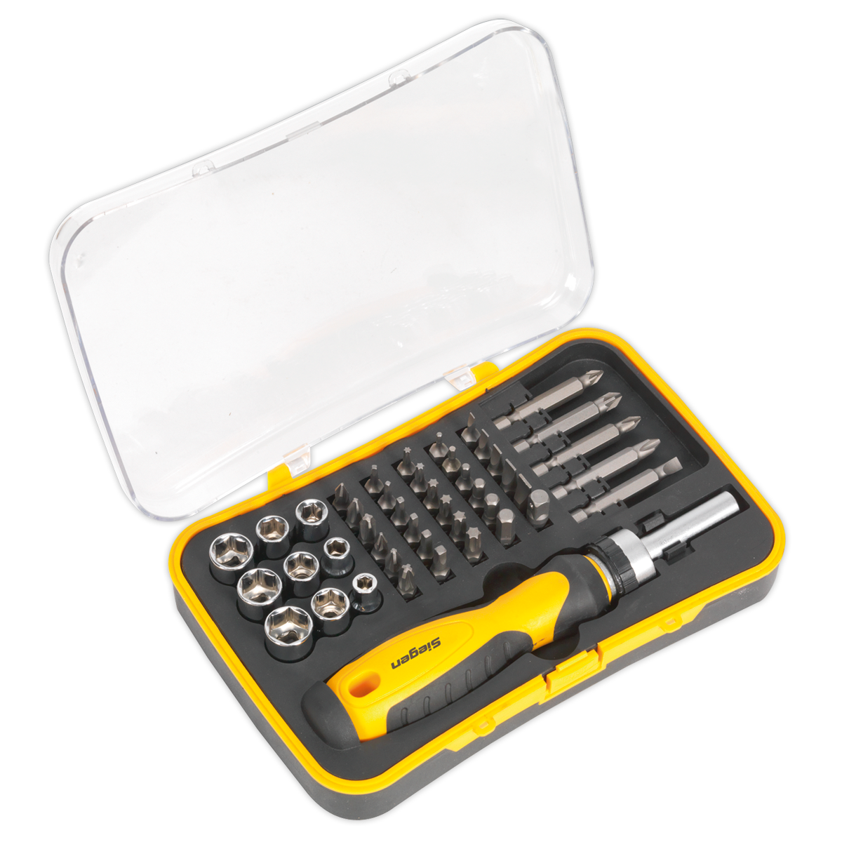 Sealey Siegen Ratchet Screwdriver Socket & Bit Set 45pc