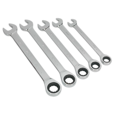 Sealey Siegen Combination Ratchet Spanner Set 5pc