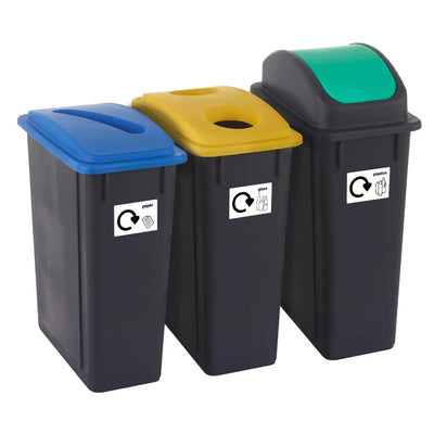 Set of 3 Plastic Recycling Bins GPC Industries Ltd 