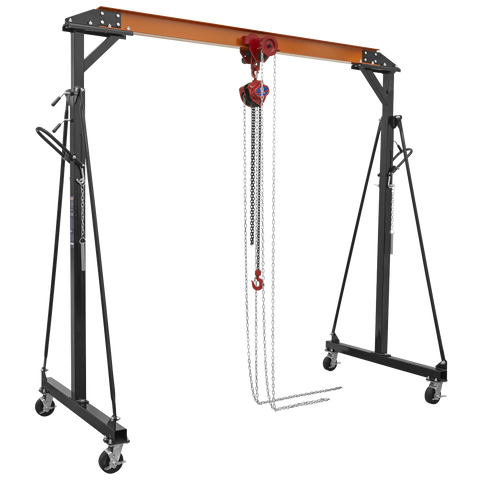 Sealey Portable Adjustable Gantry Crane with Geared Trolley Combo 1 Tonne