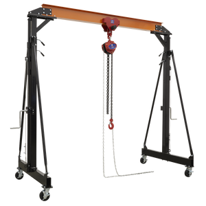 Sealey Portable Adjustable Gantry Crane with Geared Trolley Combo 2 Tonne