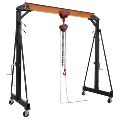 Sealey Portable Adjustable Gantry Crane with Geared Trolley Combo 2 Tonne