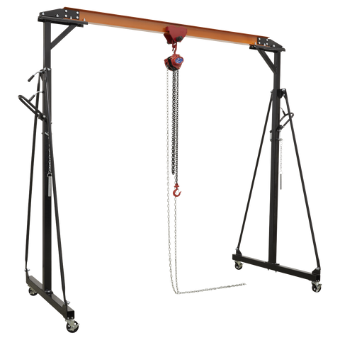 Sealey Portable Lifting Adjustable Gantry Crane 0.5 Tonne & Hoist Combo