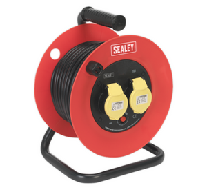 Sealey 25m Heavy-Duty Cable Reel with Thermal Trip 2 x 110V