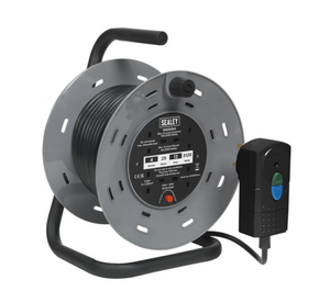 Sealey 25m Cable Reel with Thermal Trip 4 x 230V (RCD Plug)