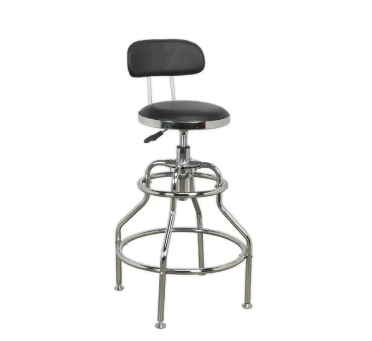 Sealey Pneumatic Workshop Stool with Adjustable Height Swivel Seat & Backrest Sealey 