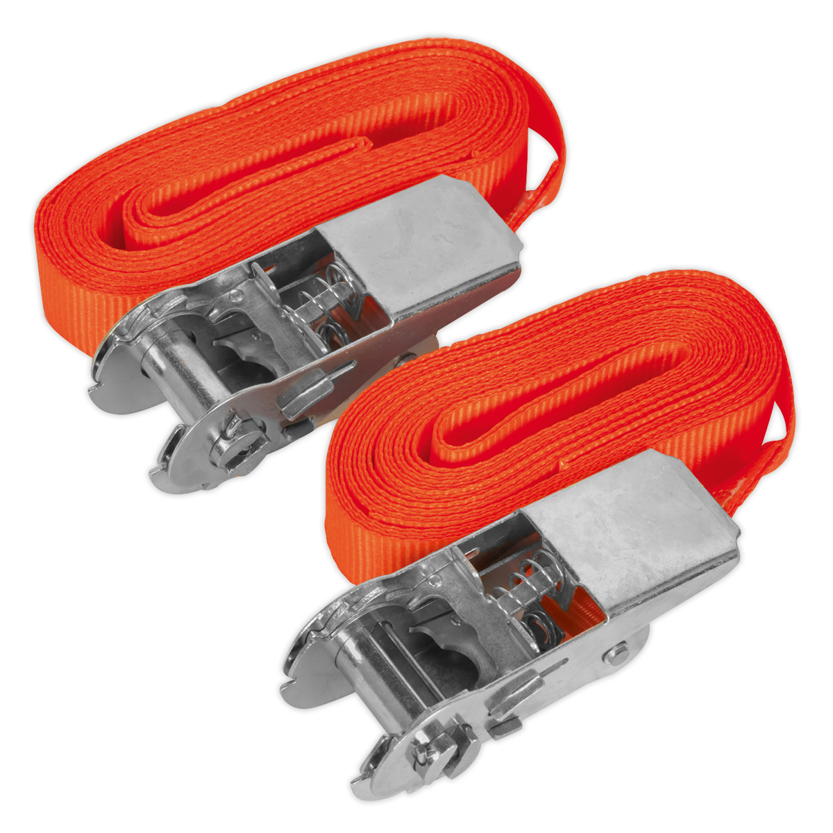 Sealey Self-Securing Ratchet Straps 25mm x 4.5m 500kg  - Pair