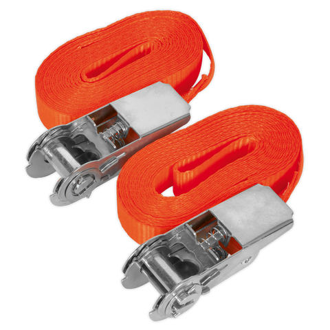 Sealey Self-Securing Ratchet Straps 25mm x 4.5m 800kg  - Pair