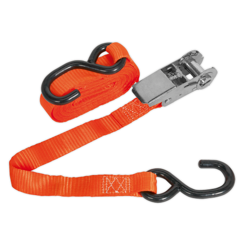 Sealey Ratchet Strap Polyester Webbing with S-Hook 25mm x 4.5m 800kg