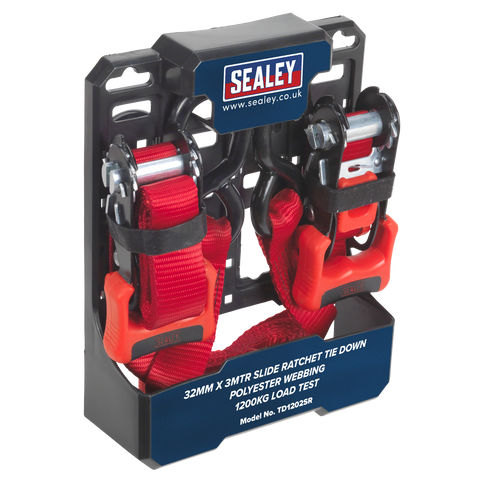 Sealey Slide Ratchet Strap Polyester Webbing with S-Hooks 32mm x 3m 1200kg