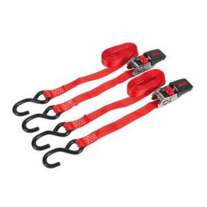 Sealey Ratchet Straps Polyester Webbing with S-Hooks 25mm x 4m 800kg - Pair